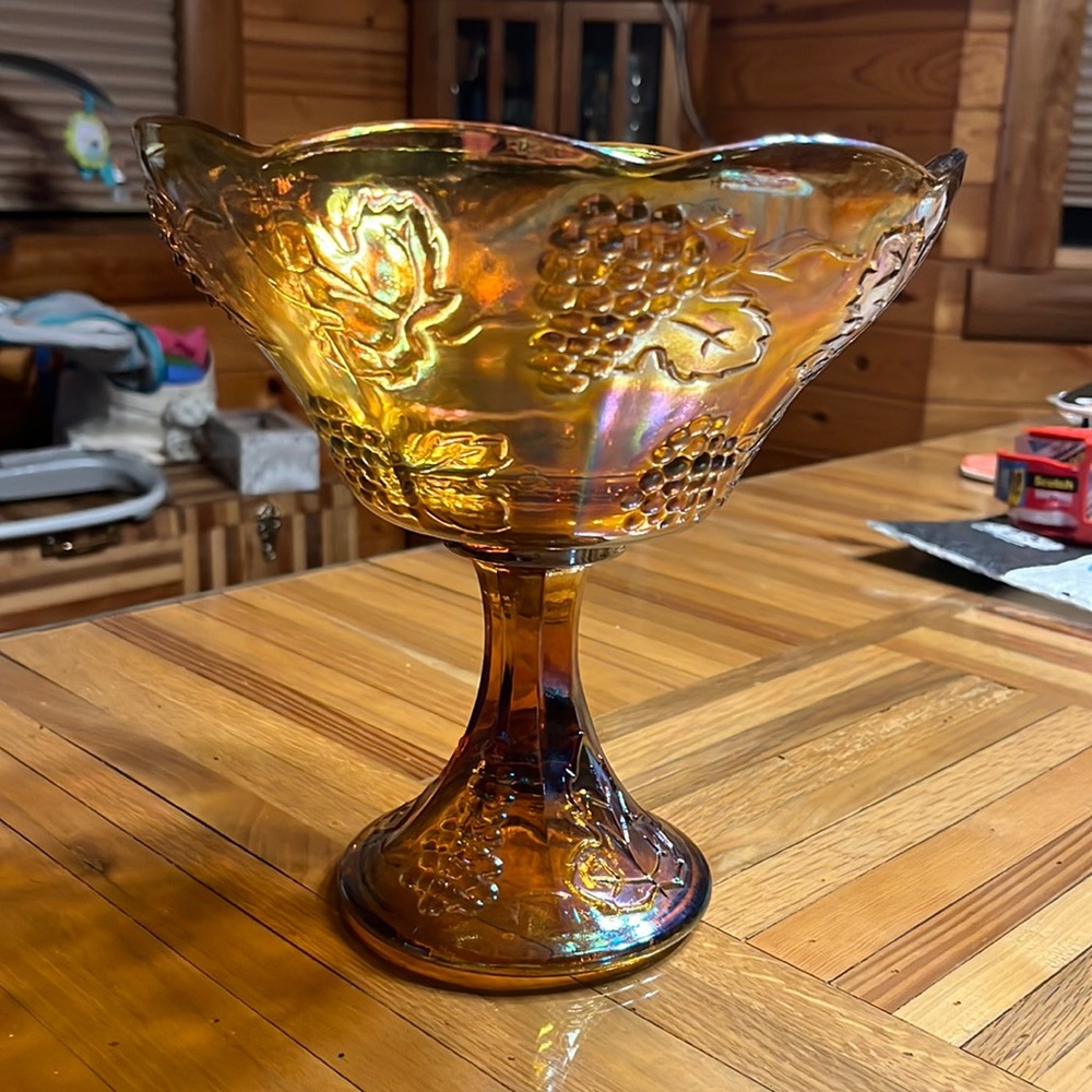 Vintage amber fruit bowl